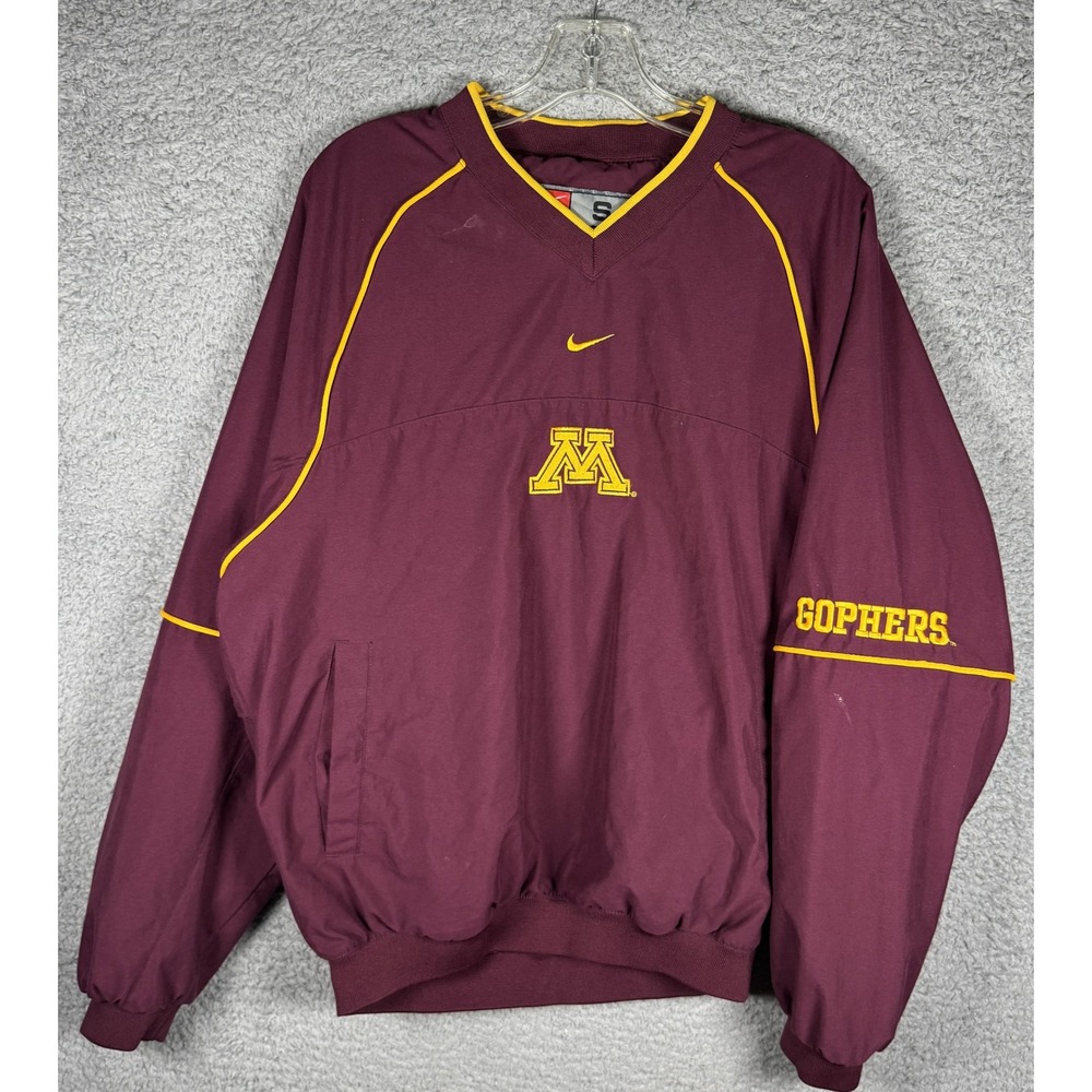 Vintage Nike Team Minnesota Golden Gophers Windshirt Maroon Mens Small VNeck Y2K